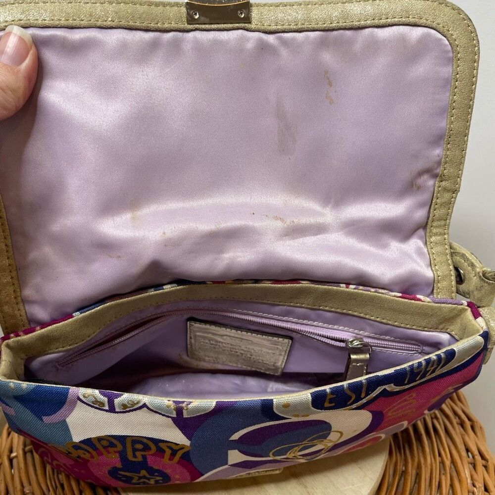 Coach Poppy C‎ Metallic Layla Graffiti Metallic Demi Satchel Shoulder Swing Bag - Picture 8 of 10